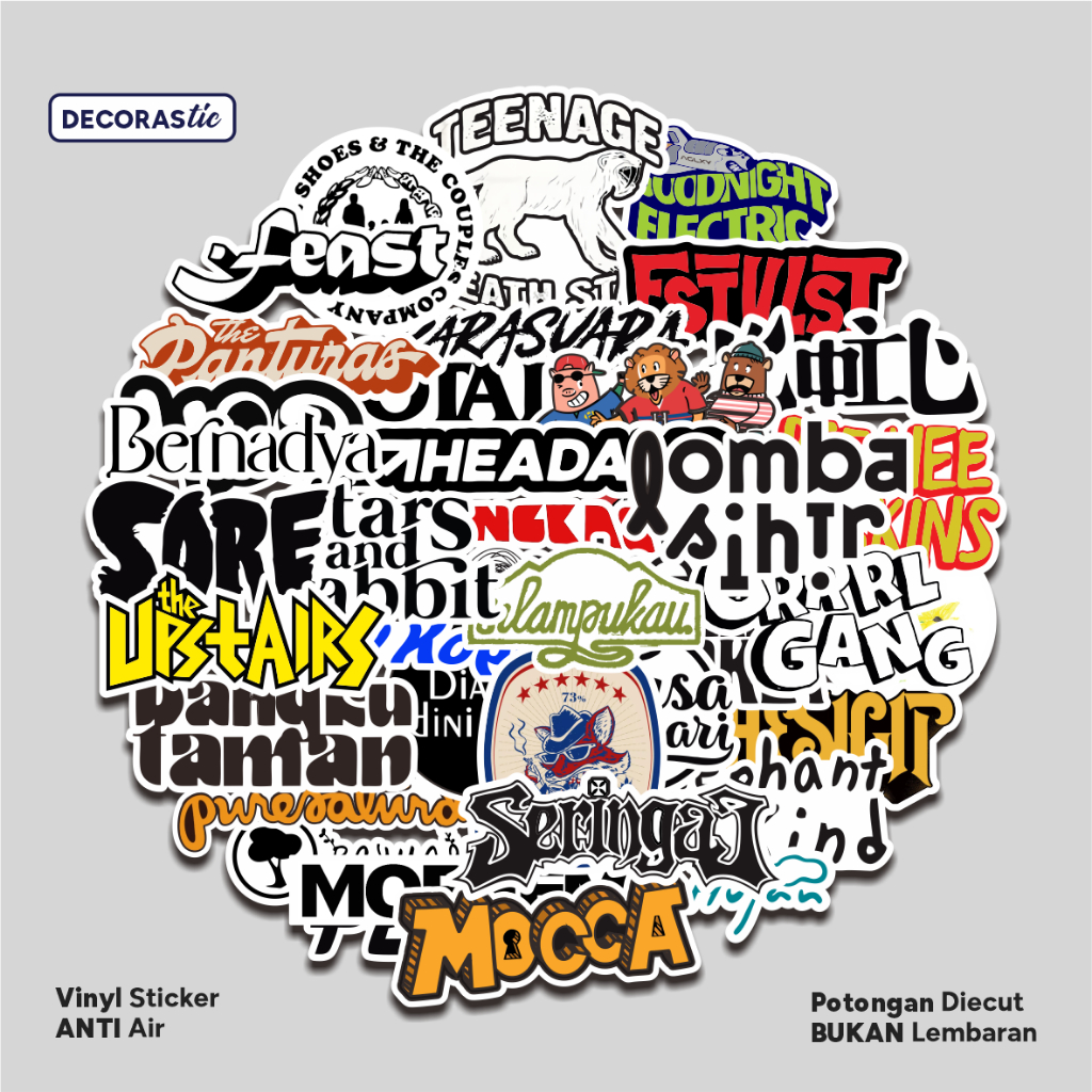 

Stiker Pack Band Lokal Indie Pop Punk Laptop Sticker Hp Metal Tumbler Helm Vinyl Aesthetic Anti Air