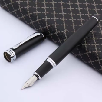 

Pena Fountain Kaligrafi Jinhao X750 Metal Matte Black Silver Trim Bent Fude Nib