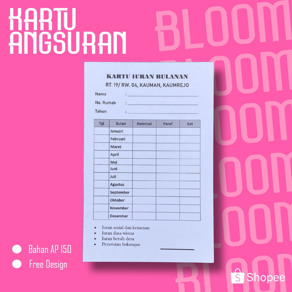 

(10,5cm x 16,5cm) Cetak Kartu Stock / Persediaan Barang, Kartu Iuran, Kartu Absen - Kartu Stok Obat