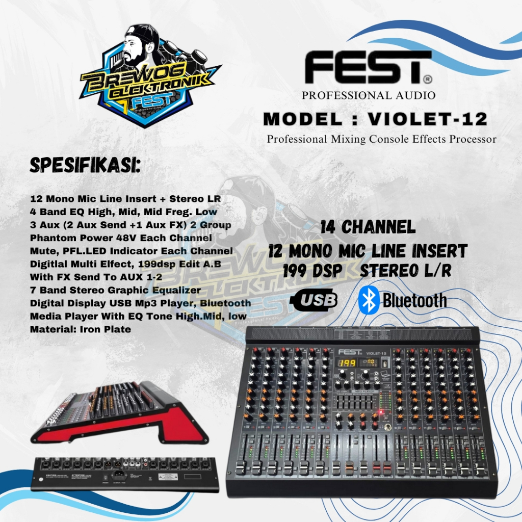 ORIGINAL PRODUK BREWOG FEST INDONESIA MIXER VIOLET 12 || 12 CHANNEL