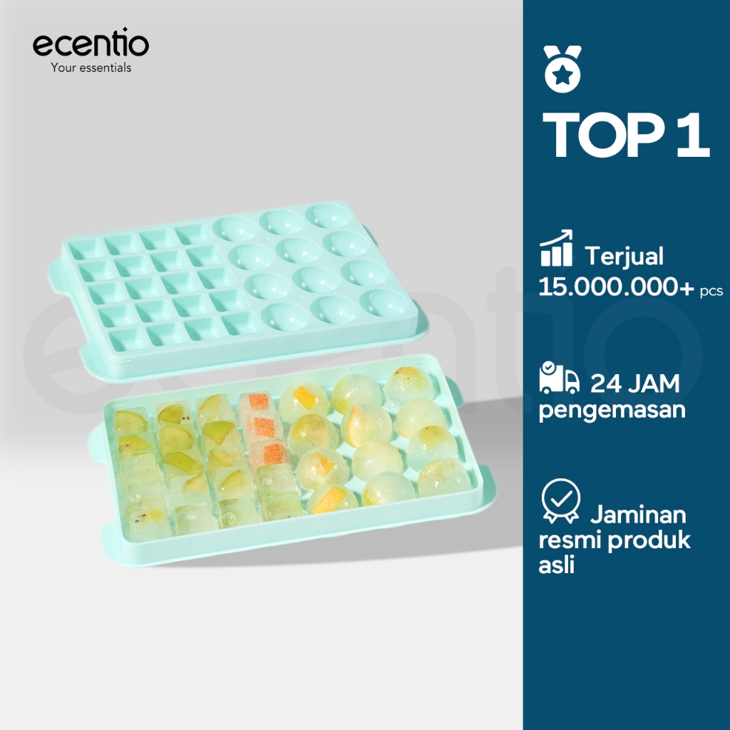 ecentio Cetakan Es Batu kreatif 2-in-1 Ice Cube Tray Honeycomb Heksagon 32 Slot DIY Pembuat Es Bola