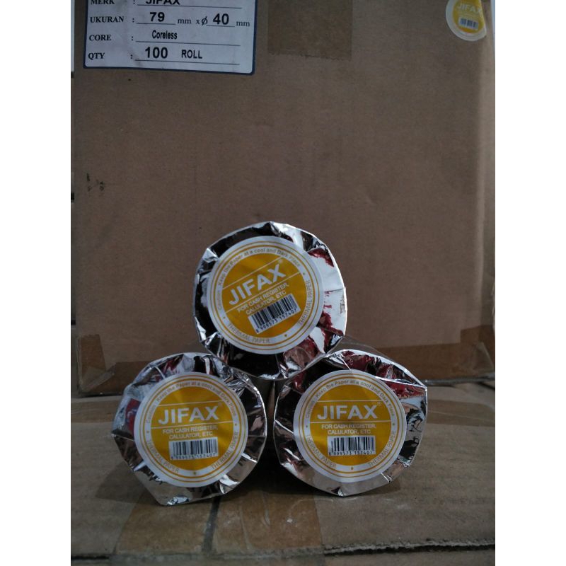

Kertas Thermal Merk Jifax 79x40 CORELESS, Kertas Struk Kasir Murah