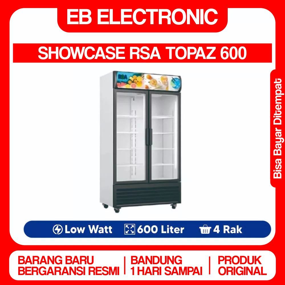 SHOWCASE RSA TOPAZ 600 568L 2 Pintu Pendingin Kaca