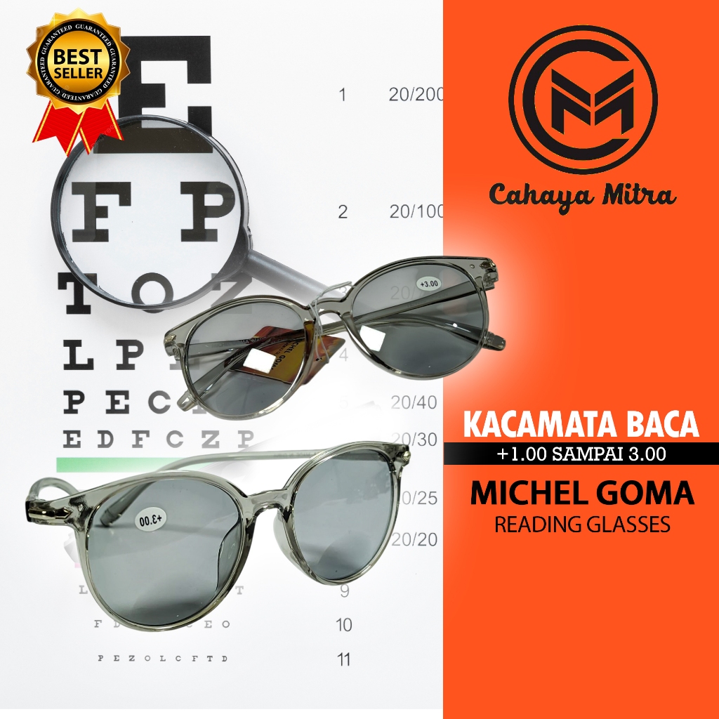 Kacamata Gaya & Baca Lensa Plus Fashion Michel Goma +1.00 s/d +3.00 – Kacamata Presbiopi Elegan & Ny