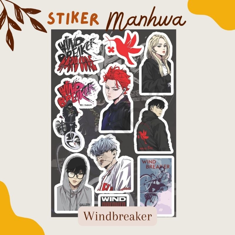 

Sticker Manhwa A6 Windbreaker waterproof anti air stiker Korea anime manga murah Jay Jo Minu Shelly Scott