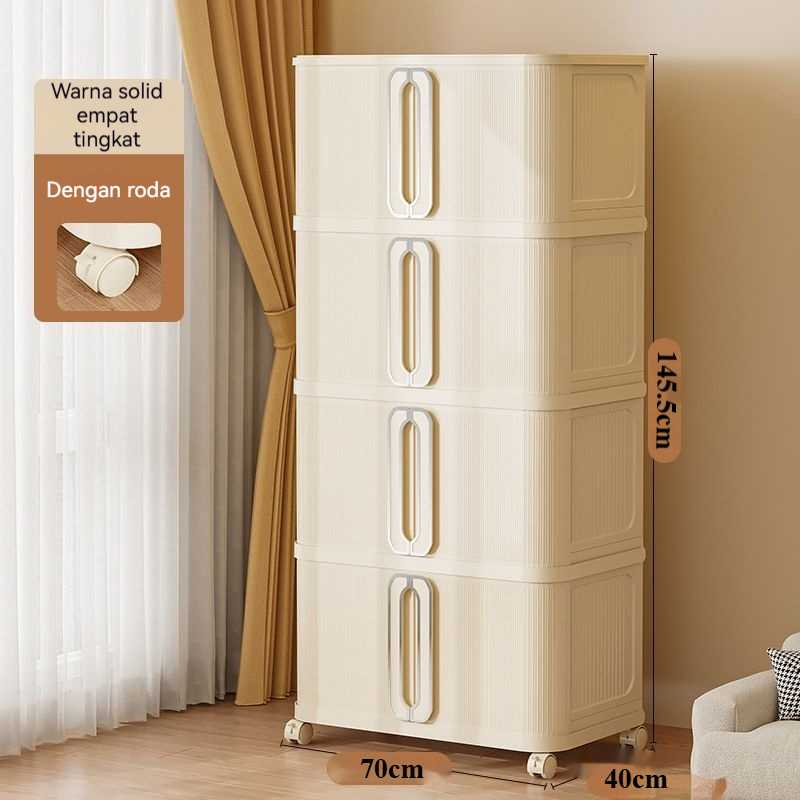 Lemari Seaa 4 Tingkat Gagang Bulat Lemari Pakaian Lemari Plastik Seaa