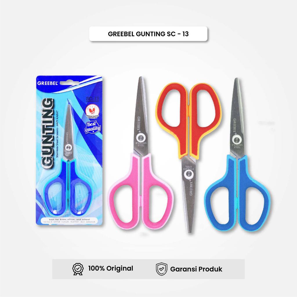 

Gunting Sedang Greebel Scissor (GUNTING SC13) / Gunting Stainless / Anti Karat Nyaman Digenggam