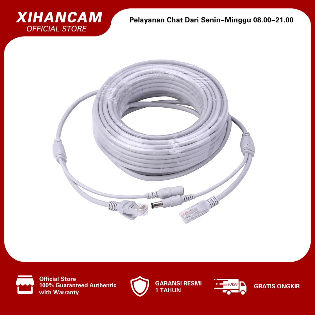 XIHANCAM Kabel LAN RJ45 Dan Kabel Power DC 12V 2 IN 1 Kabel LAN Power CCTV Extension 10 20 Meter