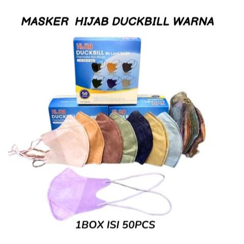 Masker Hijab Duckbill Warna Masker Duckbill Hijab Headloop Mix Warna Rainbow