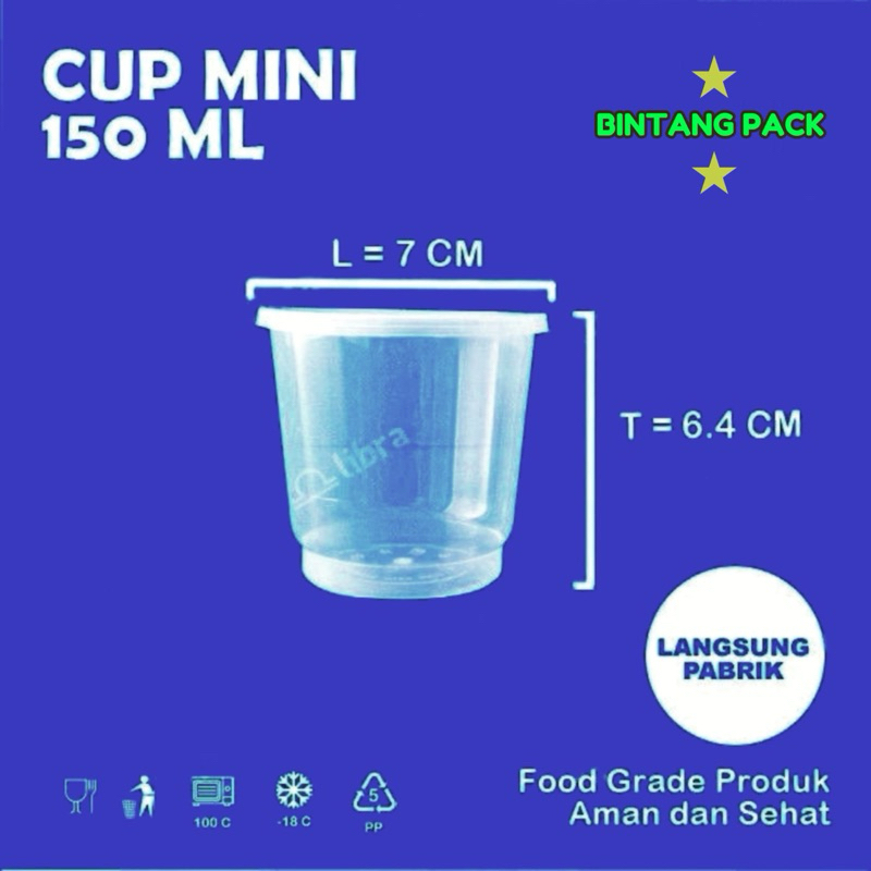 (PER DUS) Thinwall Cup Gelas Merpati 150 ML / Mangkok Pudding / Sambal 150ML 1000 Pcs Per DUS LIBRA 