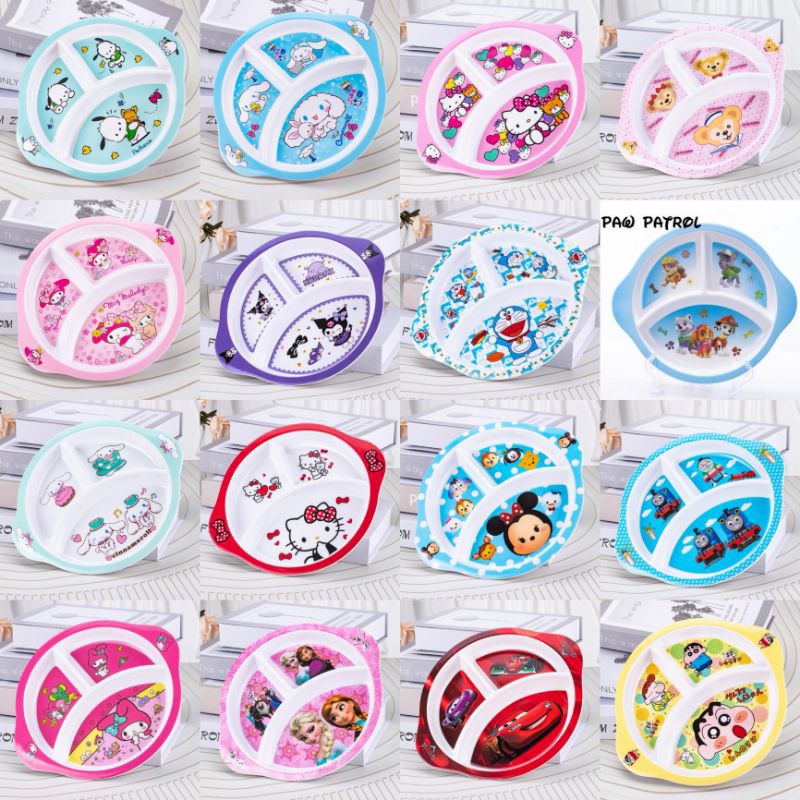 Piring Makan Anak Karakter Kuromi Melody Cars Paw Patrol | Piring Makan Anak Lucu | Piring Sinchan D