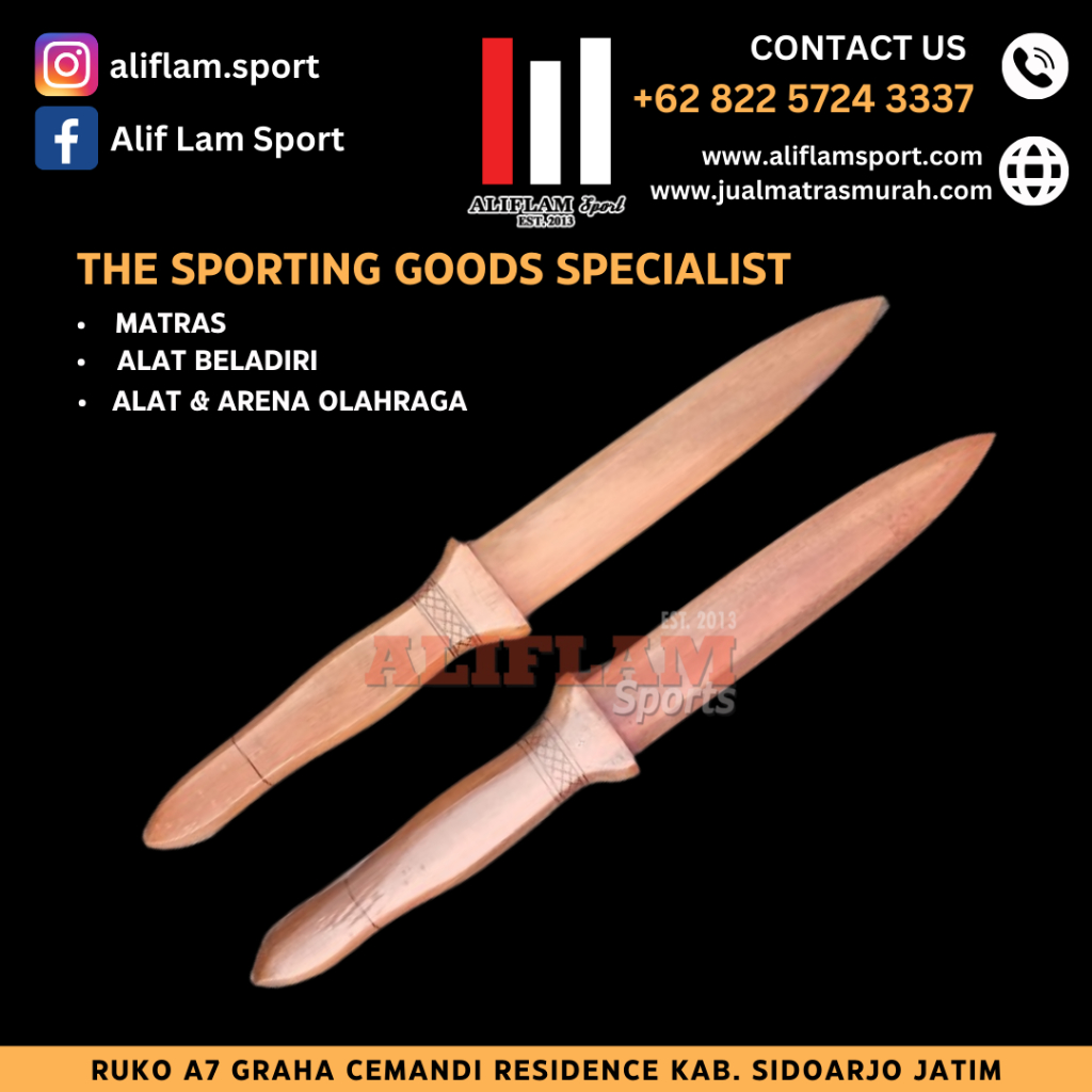 Pisau Silat Kayu Belati Pencak Silat Dummy Latihan Silat Pentas Seni Perform Pisau Replika