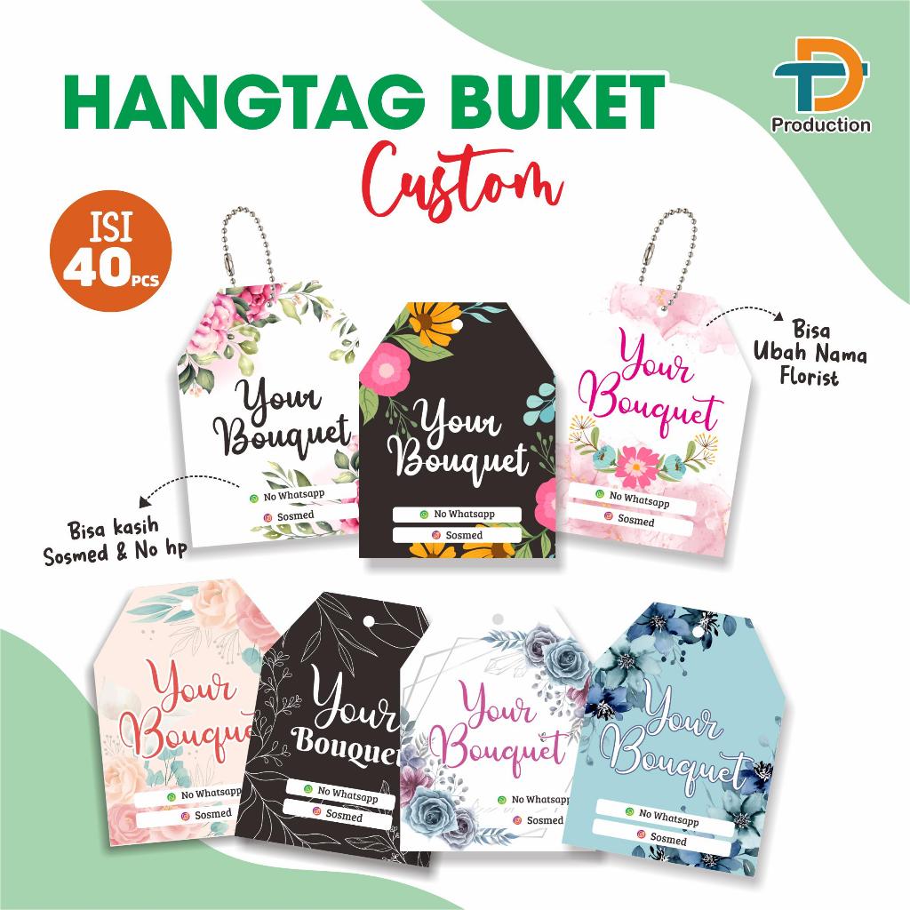 

(isi 40pcs) Hangtag Buket Custom Nama Usaha Bouquet
