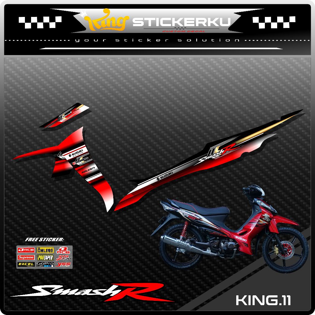 Sticker Striping List Variasi Smash 110 - Stiker Striping Motor Smash Lama Desain Racing. KS.011