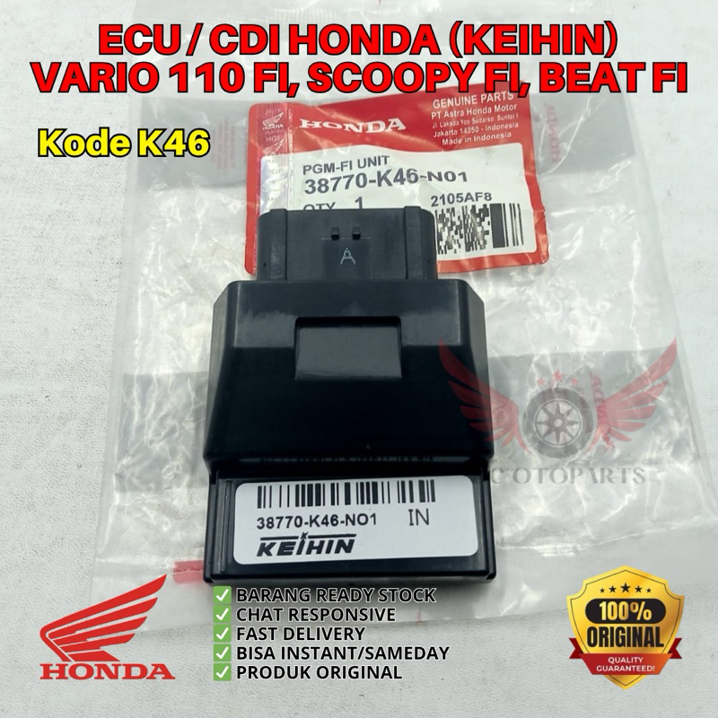 K46 ECU VARIO 110 FI ORIGINAL AHM HONDA KEIHIN, ECU HONDA KEIHIN SCOOPY FI, CDI BEAT FI, ECU ORI VAR