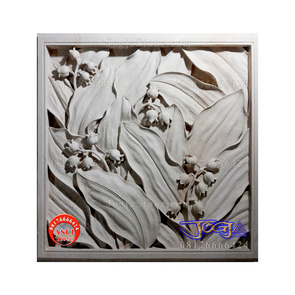 Ukiran Relief Bunga Lily tempel dinding
