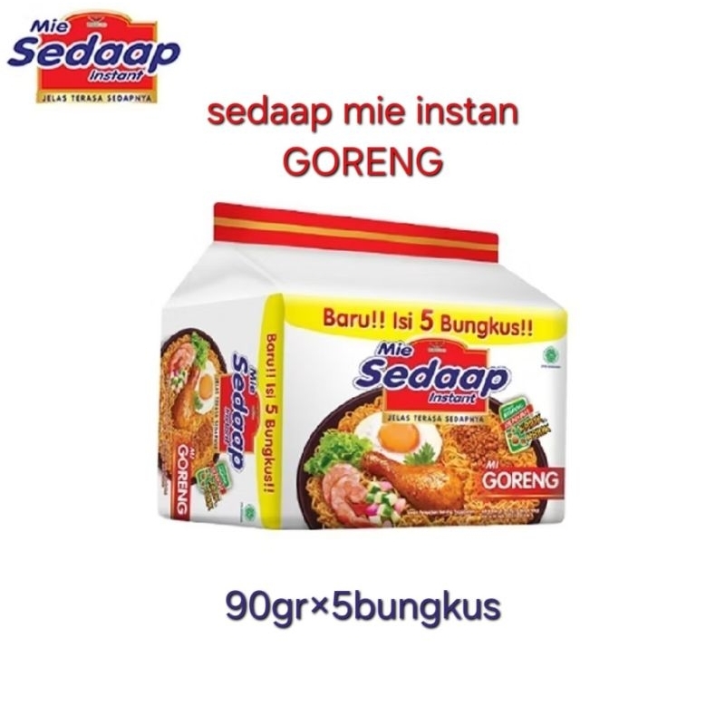 

sedaap mie instan goreng kemasan 90gr isi 5 bungkus
