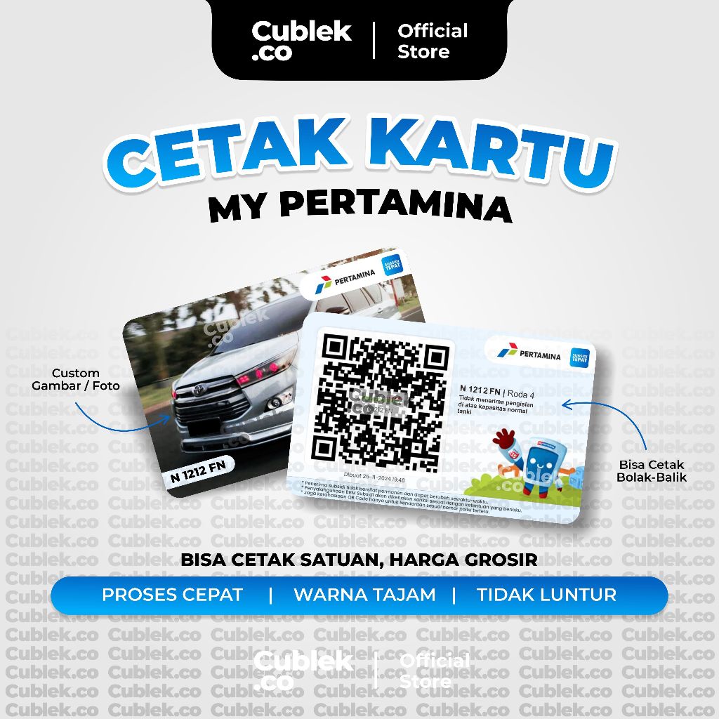 

Cetak ID Card Kartu Fisik Kartu Barcode Pertamina Bisa Satuan Anti Luntur Bahan PVC Tebal 2 SISI - Cublek.co