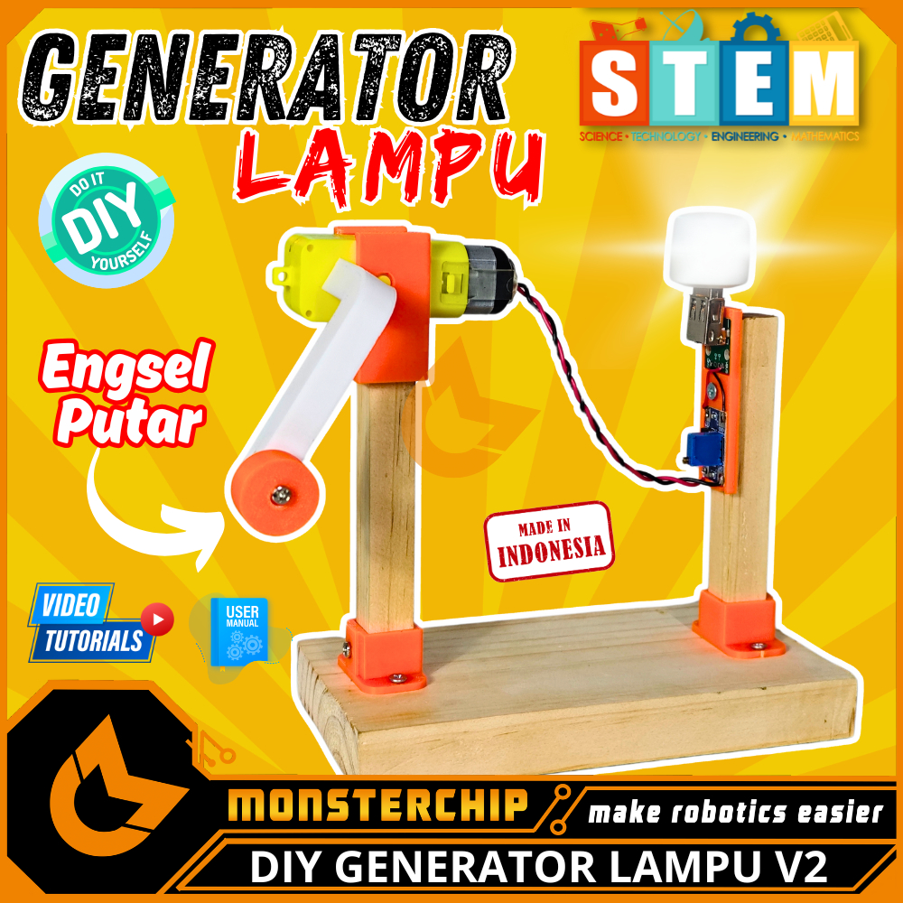 DIY Generator Lampu Untuk Edukasi Stem Cocok Untuk Tugas Prakarya Sains Fisika SD SMP SMA praktis