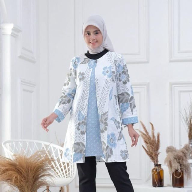 hot` tunik batik bolero lengan panjang atasan batik wanita bolero terbaru