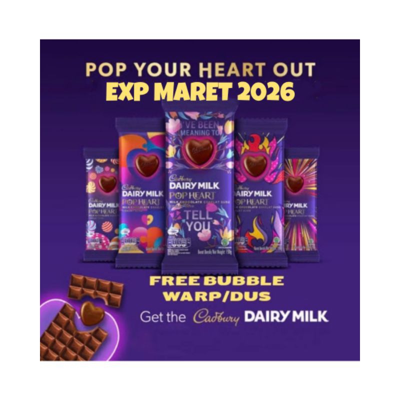 

EXP BULAN 03 2026 MULUS cadbury dairy milk 150g 160g edisi valentine Love Spesial promo diskon Gajian sale FREE PACKING BUBBLE WARP/DUS