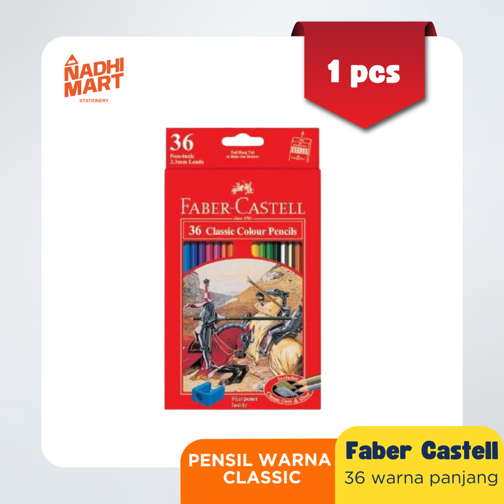 

PW FC CLASSIC 36PJ 115856 / FABER CASTELL PENSIL WARNA 36 WARNA CLASSIC / PENSIL WARNA PANJANG 36 WARNA
