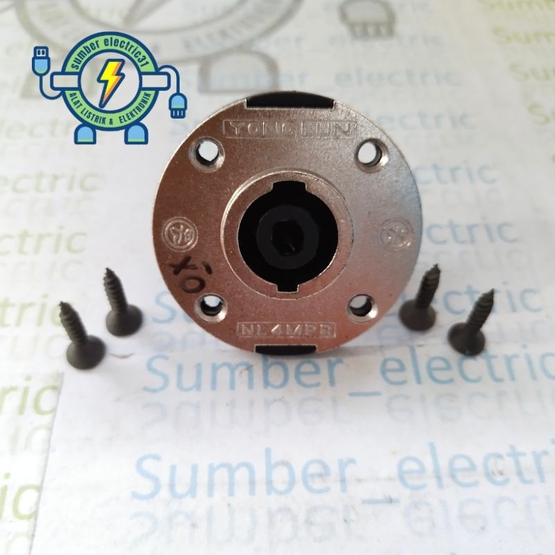 SOCKET SPEAKON / SOKET SPIKON BULAT PLAT BESI CHROME + BAUT BAJA