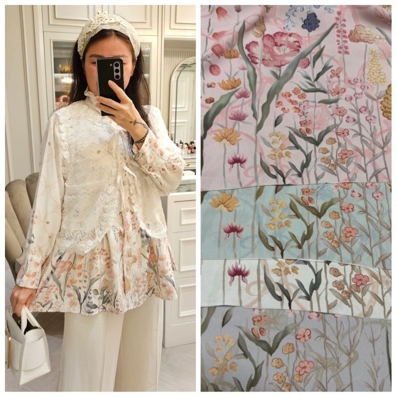 ATASAN MEIJIWANG BRUKAT BUNGA BEST SELLER | Silk Viscose mix Brukat Import