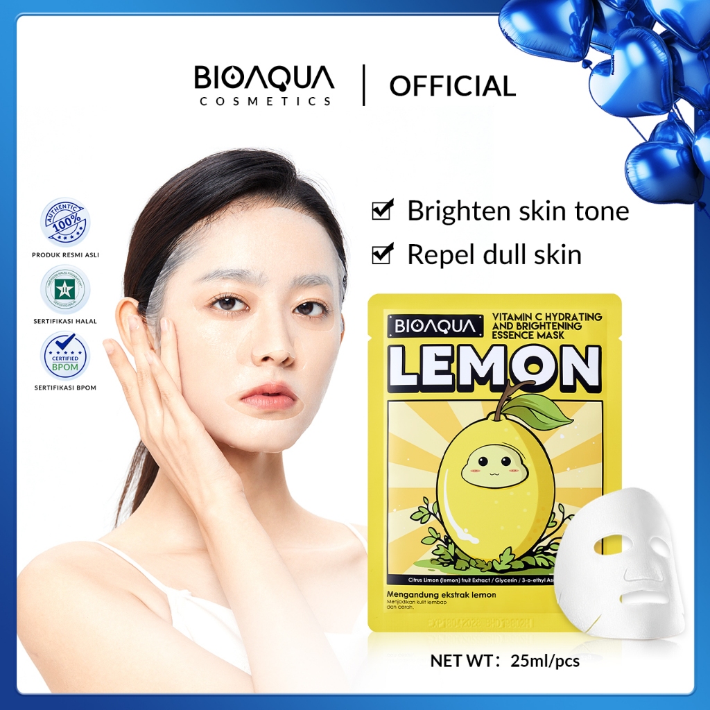 【BPOM】Bioaqua Cosmetics Sheet Mask Plant Fruit Facial Mask Brightening Moisturizing Skin Care Hydrat