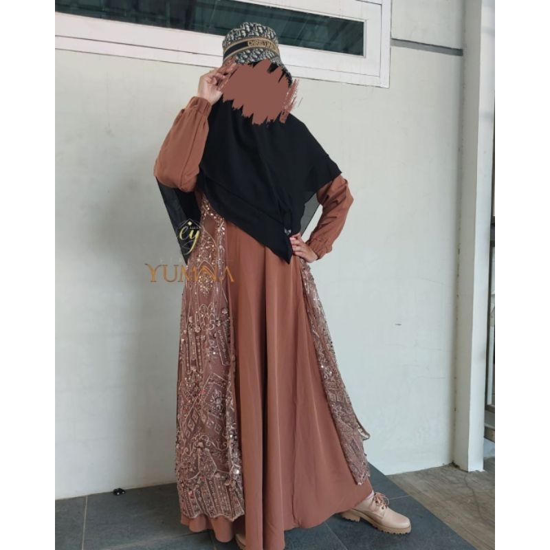 EY - GAMIS POLOS KOMBINASI BRUKAT GAMIS PAYET GAMIS LEBARAN GAMIS PESTA GAMIS KONDANGAN