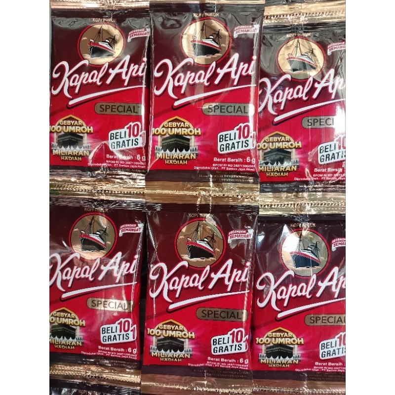 

Kopi Kapal Api Mini 6gr Renceng Isi 11 Pcs, 10 Gratis 1