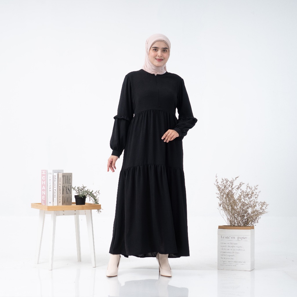Gamis Hitam Polos Wanita Remaja Kekinian Abaya Gamis Hitam Polos Remaja Gamis Dewasa  Model Terbaru