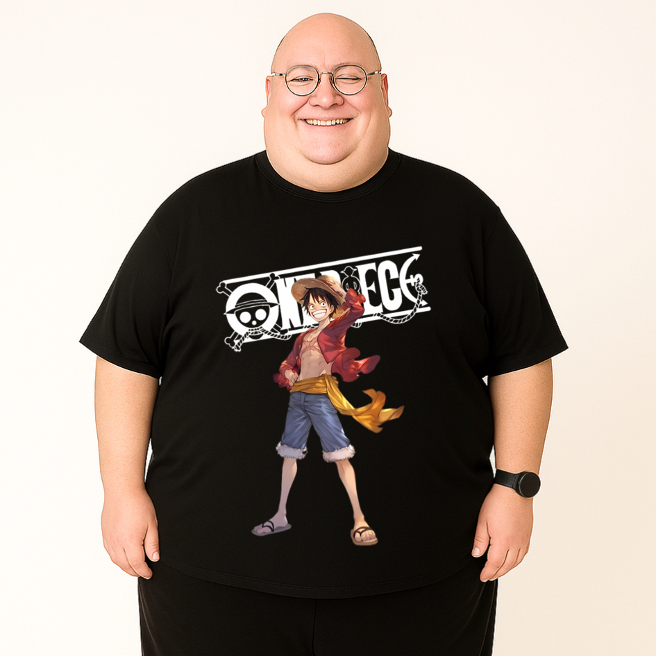 Kaos Pria Wanita Jumbo Oversize Anime One Piece Monkey D Luffy Sablon DTF Cotton Combed 30s S-7XL