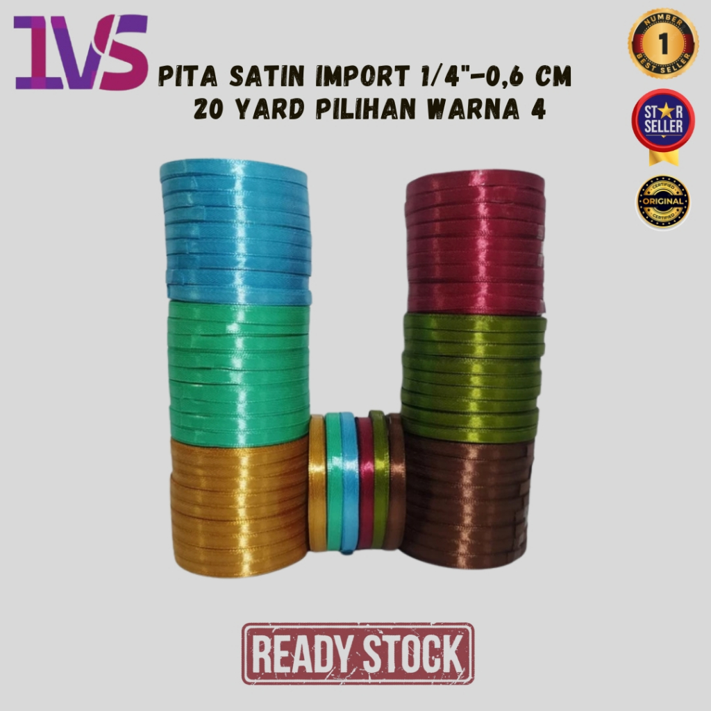 

Pita Satin Import 1/4"-0,6 Cm 20 Yard Pilihan Warna 4 Premium Product (Per 1 Rol)