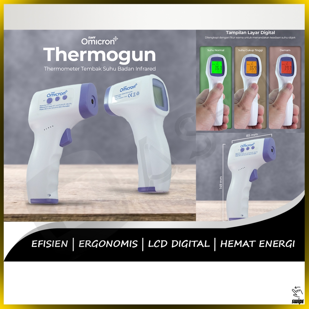 Thermo Gun V1 Thermometer Alat Pengukur Suhu Badan Demam Panas Tubuh Tembak Dahi Barang Termometer