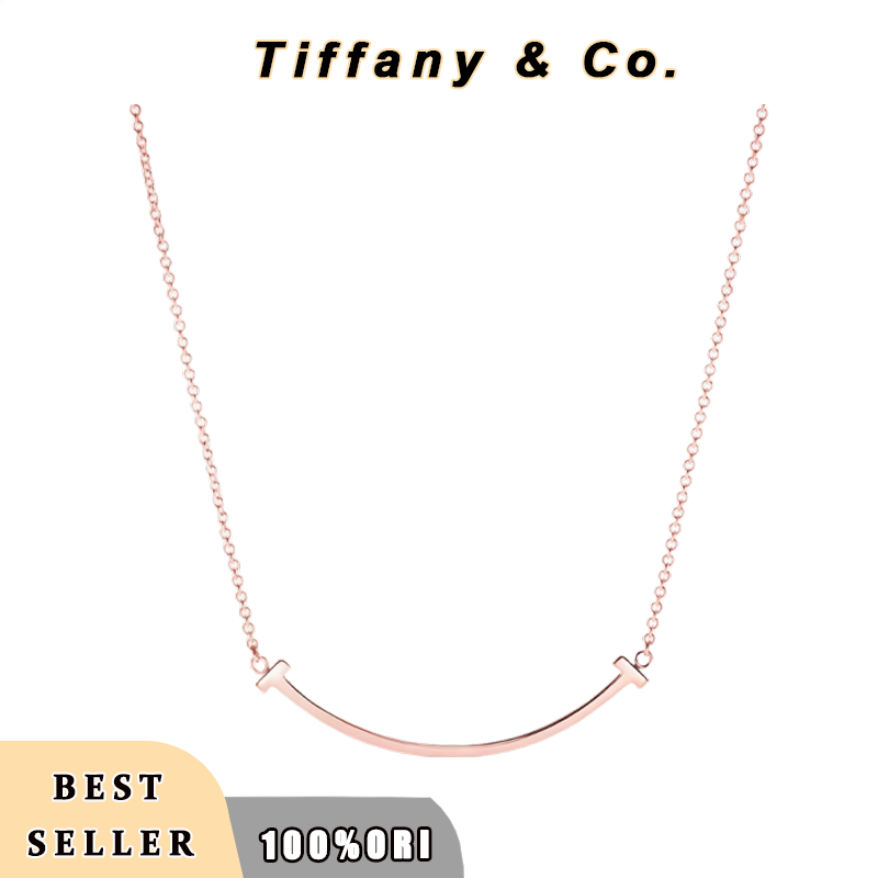 [ORIGINAL] TIFFANY & CO. Necklace Smile Pendant - Kalung Emas Rose 18K / Perempuan - Gift Exclusive 