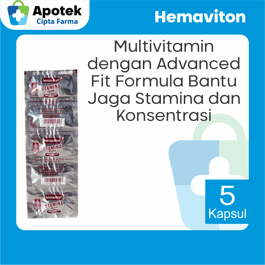 Hemaviton Stamina Plus 5 Kapsul Advanced Fit Formula Gingseng Extract Vitamin A Vitamin B1 Vitamin B