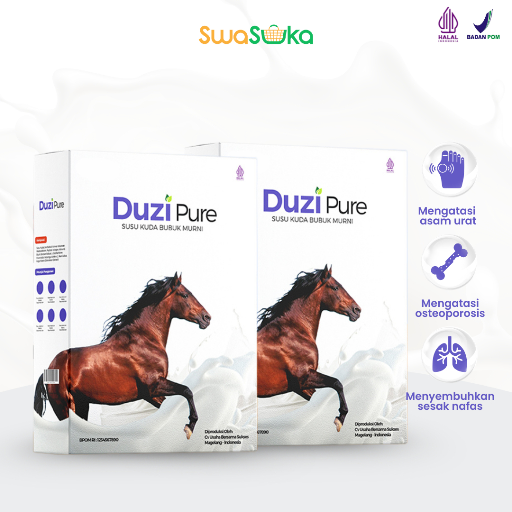 

Duzi Pure Susu Kuda Liar 2 Box Lombok Bubuk Murni Herbal Alami 200 Gram