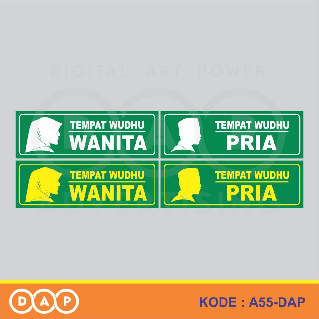 

A55 - Acrylic Sign, Stiker Akrilik Tempat Wudhu Pria dan Wanita, Tahan Air, Termurah, Bisa Custom