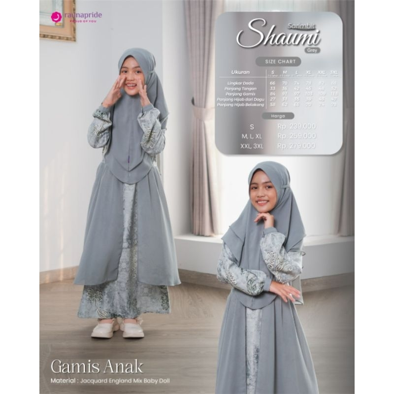 BIG SALE GAMIS DAN KOKO ANAK RAUNA SHAUMI GREY