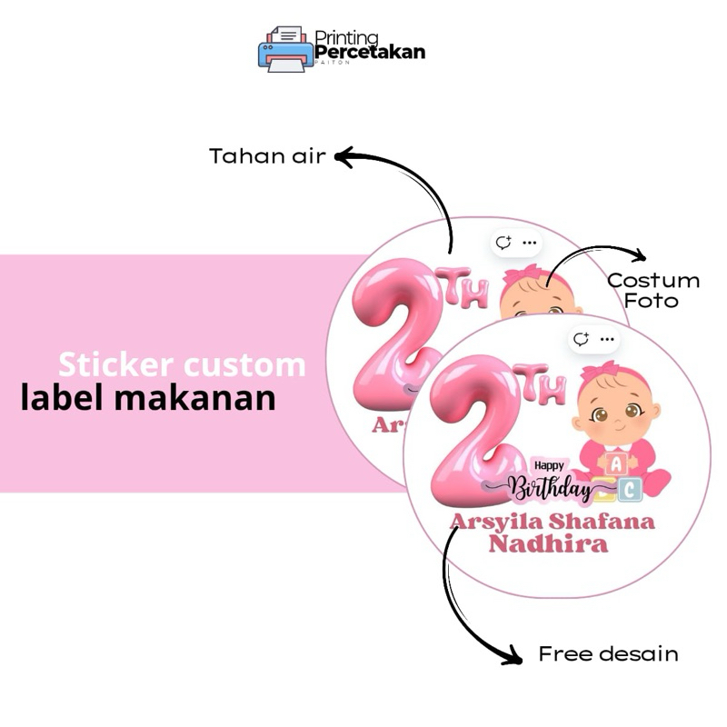 

20 pcs pcs 3×3 STIKER ULANG TAHUN | CETAK STIKER FOTO CUSTOM | STICKER LABEL LOGO