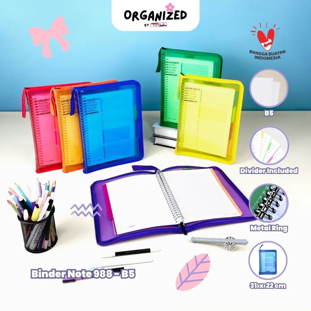 

Topla Binder notebook buku catatan agenda journal resleting ukuran A5 dan B5