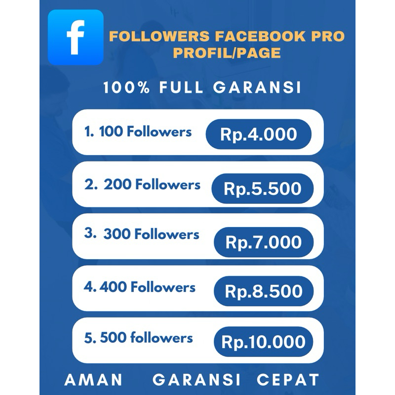 FOLLOWERS F4CEB00K GARANSI 100%