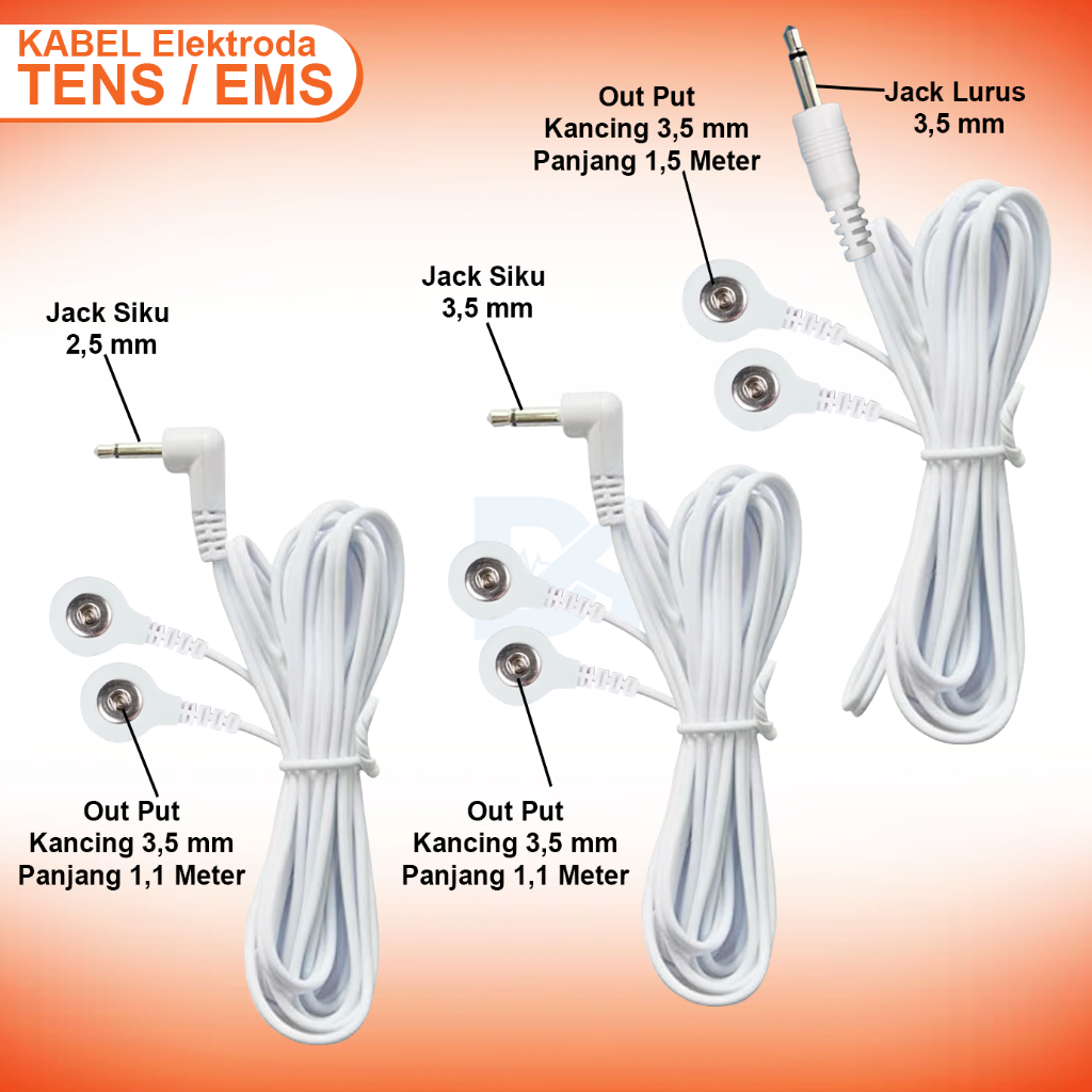 Kabel TENS EMS Plug 2,5mm & 3,5mm Out Put Kancing 3,5 mm