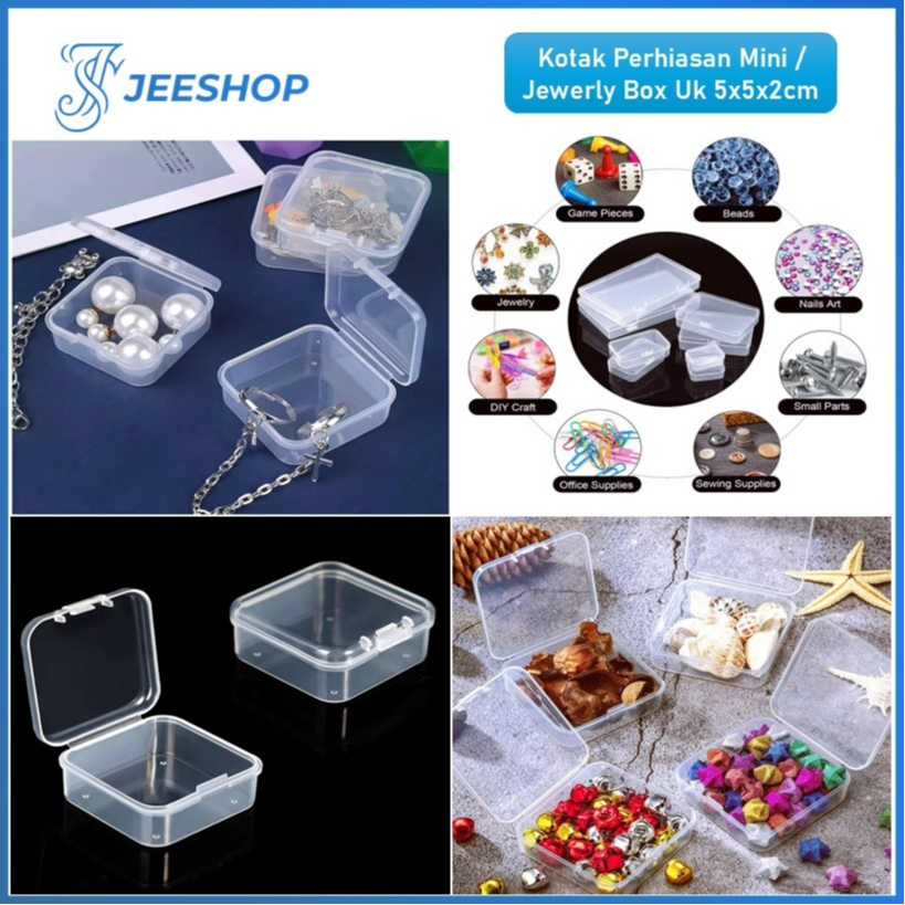Kotak Bening Mini Persegi Kotak Bening Ukuran 5x5x2 Kotak Wadah Plastik Obat Mini Perhiasan