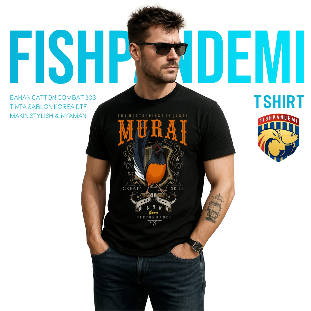 Kaos Burung Murai Batu Bahan Catton Combat 30s