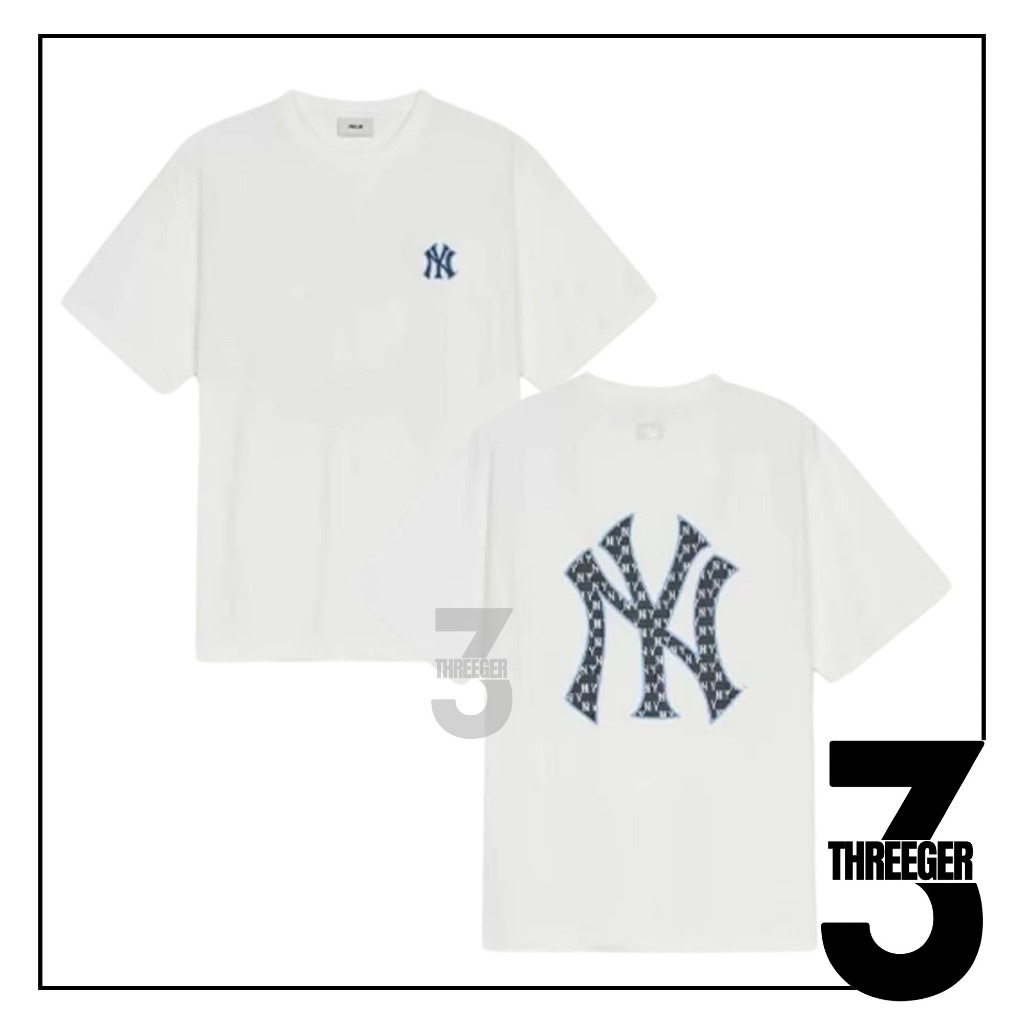 MLB NY Yankees Classic Monogram Logo Tee White Original / Kaos MLB Original