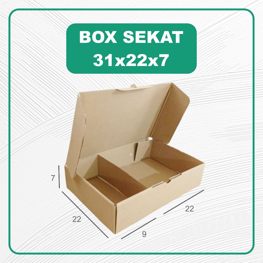 

Kotak Catering / Box Sekat ukuran 31 x 22 x 7 cm / Kardus E-flute Tebal
