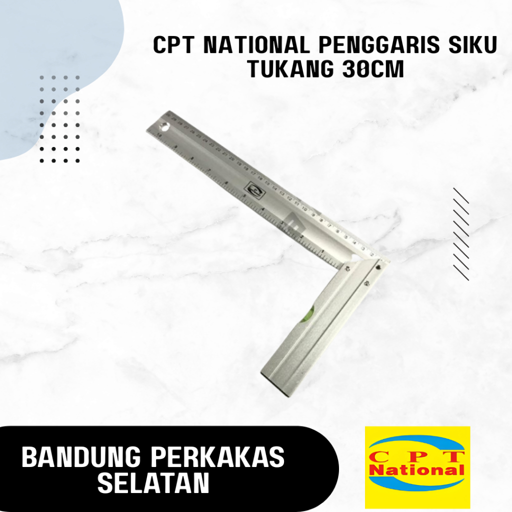 

CPT NATIONAL Penggaris Siku Tukang 30cm Pasekon Waterpass 30 cm