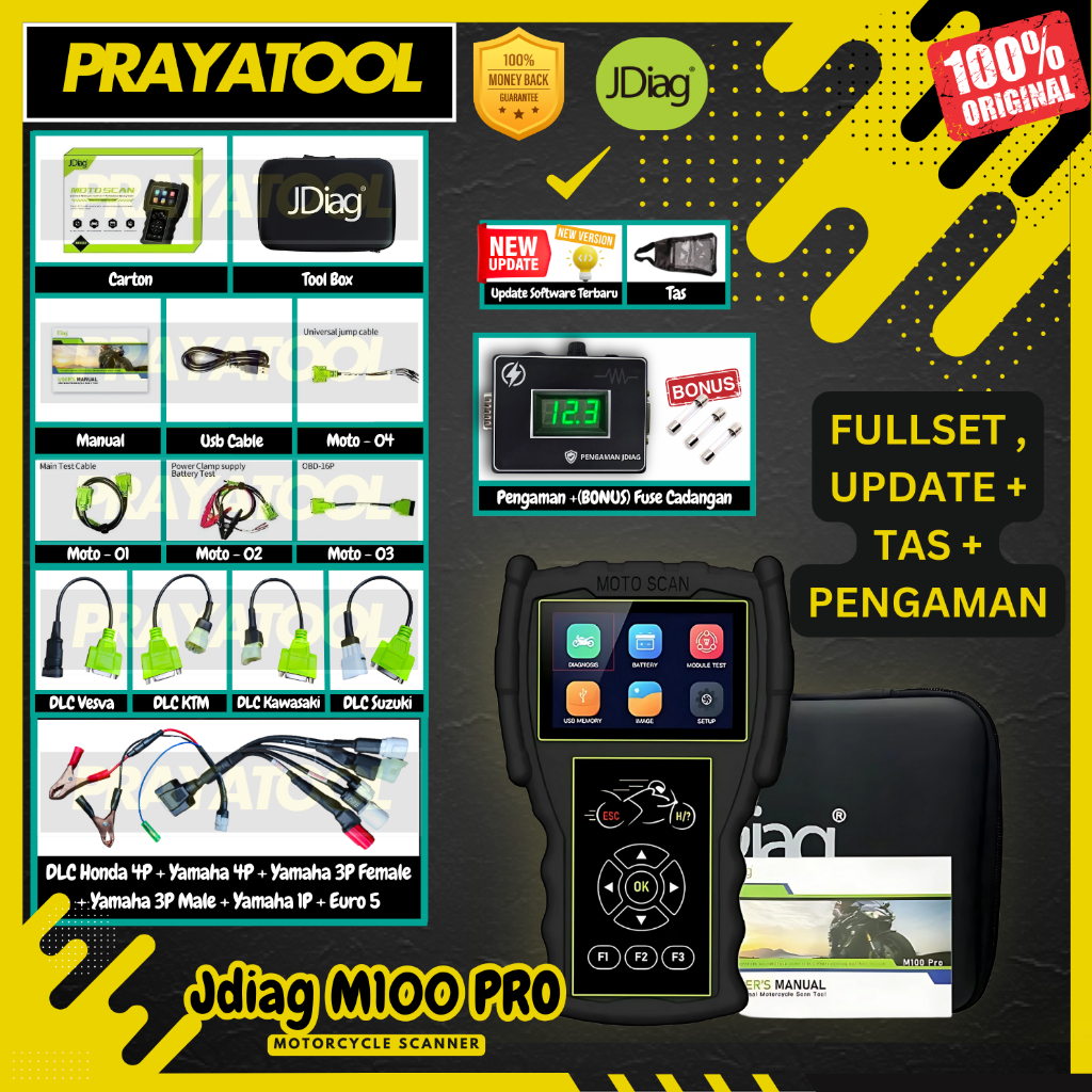 JDIAG M100 PRO SCANNER SEMUA MOTOR JDIAG M 100 PRO SCAN SEPEDA MOTOR HONDA ECU OBD2